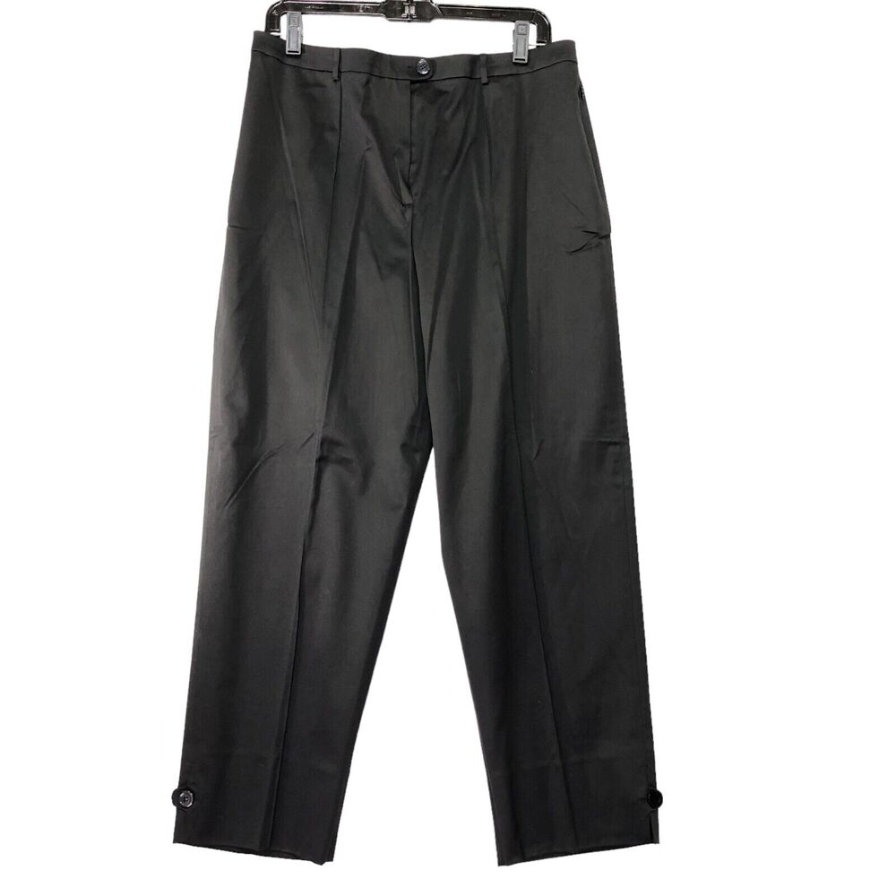 Carlisle Size 12 Black Chino Pants Trouser Front Zip Poplin Capri Cotton Stretch